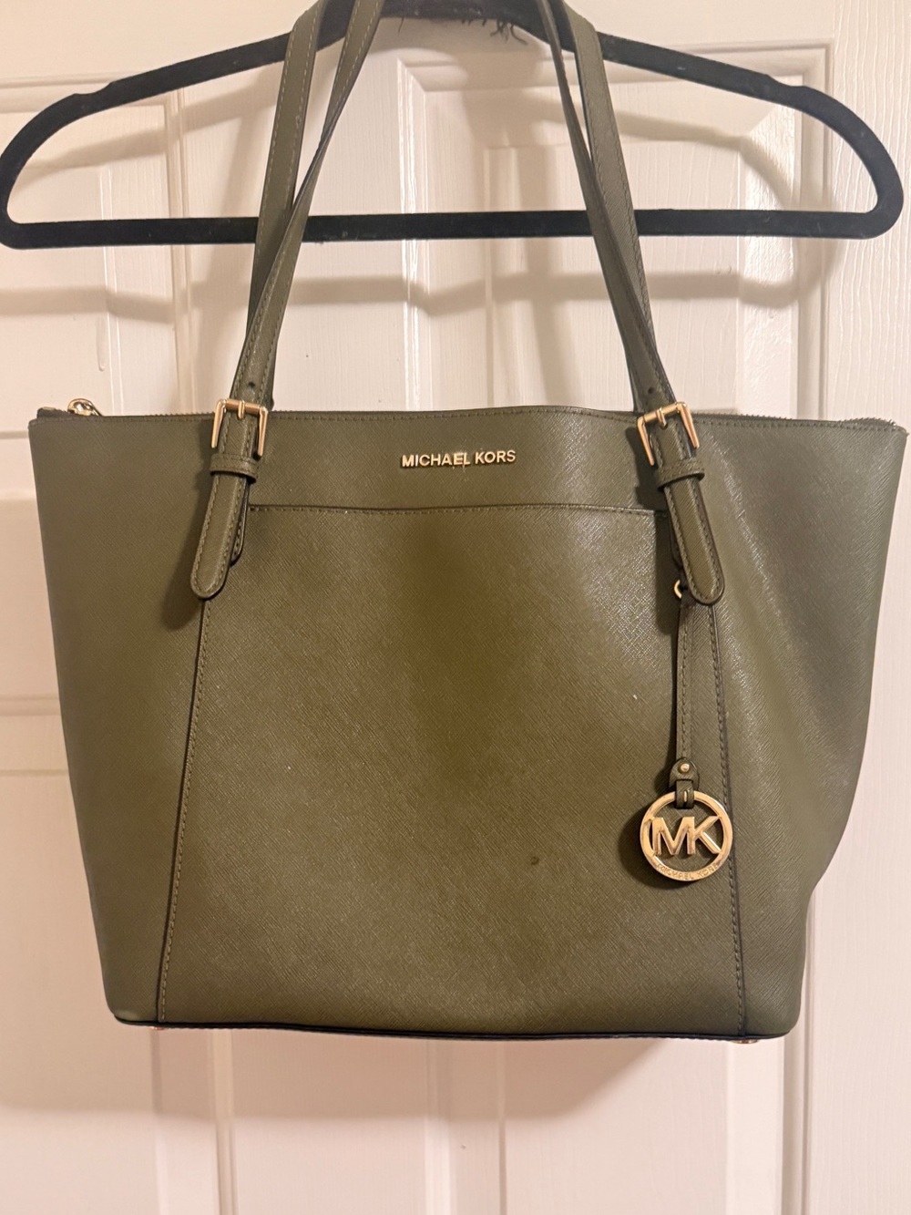 Michael Kors Olive Tote with Gold MK Charm